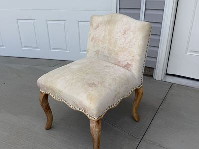 French Style Slipper Chair — Cerused Oak, Nailhead