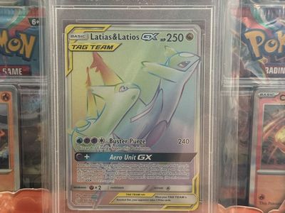 Pokemon Cards - PSA 10 Gem Mint 2019 Pokemon Sun & Moon Team Up #190 Latias & Latios GX Secret Rare Full Art