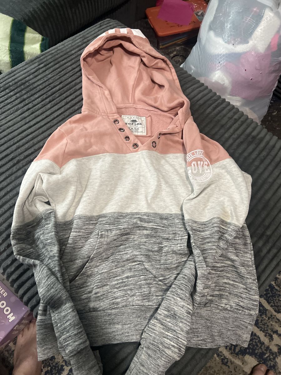 Reflex Colorblock Hoodie Sweatshirt Size Large Pink Gray White