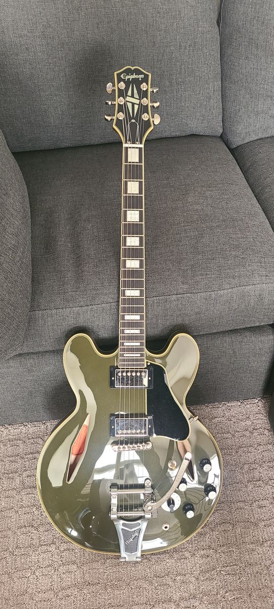 Epiphone Exclusive Shinichi Ubukata ES-355 Custom Electric Guitar (with Case), Olive Drab,