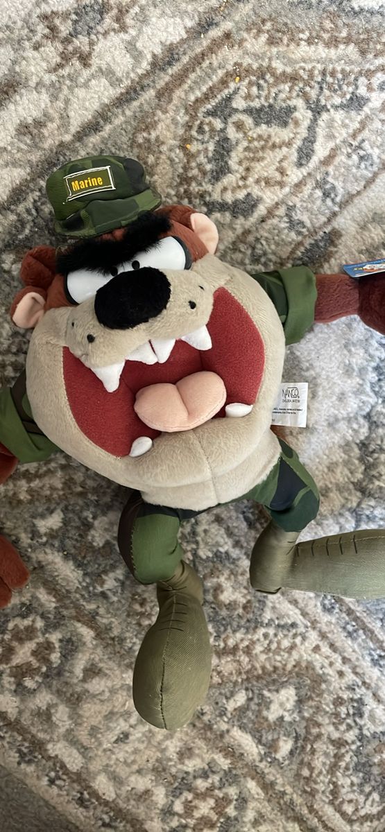 Looney Tunes Tasmanian Devil Taz Marine Camo Military Plush Stuffed 12" w Tag