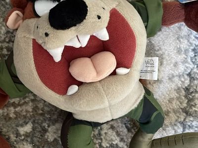 Looney Tunes Tasmanian Devil Taz Marine Camo Military Plush Stuffed 12" w Tag