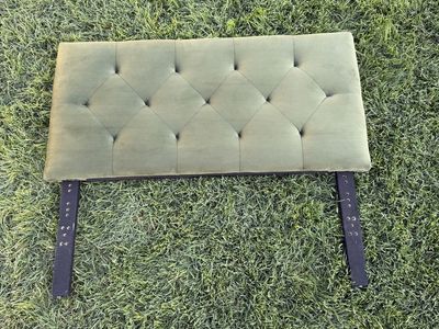 Green Velvet Tufted Headboard with Adjustable Mounting Legs