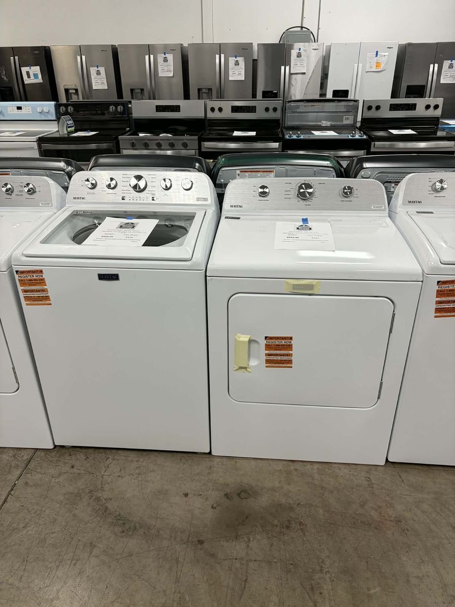 NEW MAYTAG TOP LOAD WASHER & ELECTRIC DRYER
