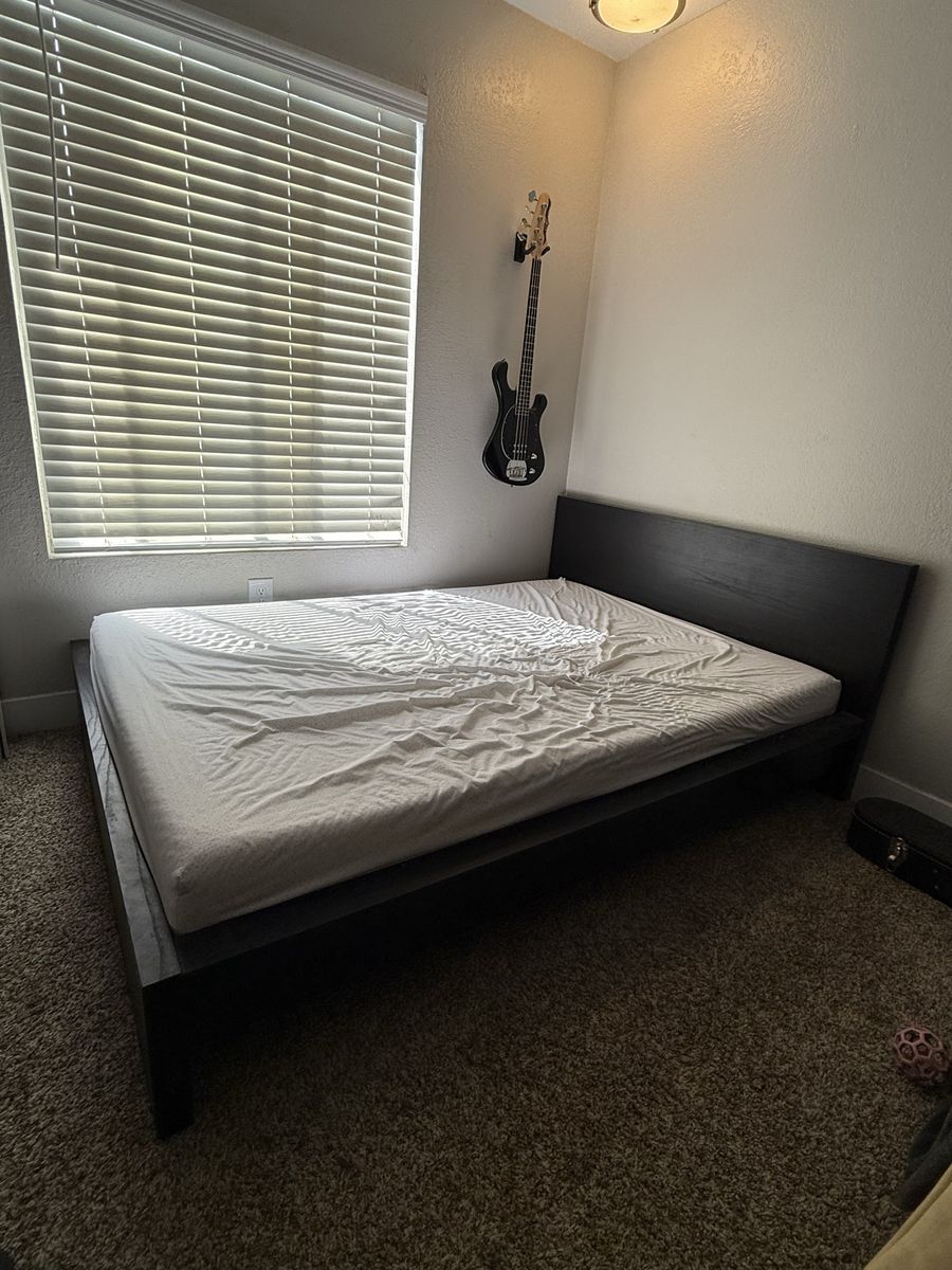 Black Wooden Platform Bed Frame