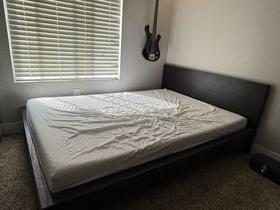 Black Wooden Platform Bed Frame