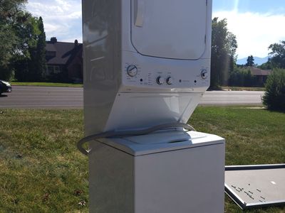 White stackable washer and dryer