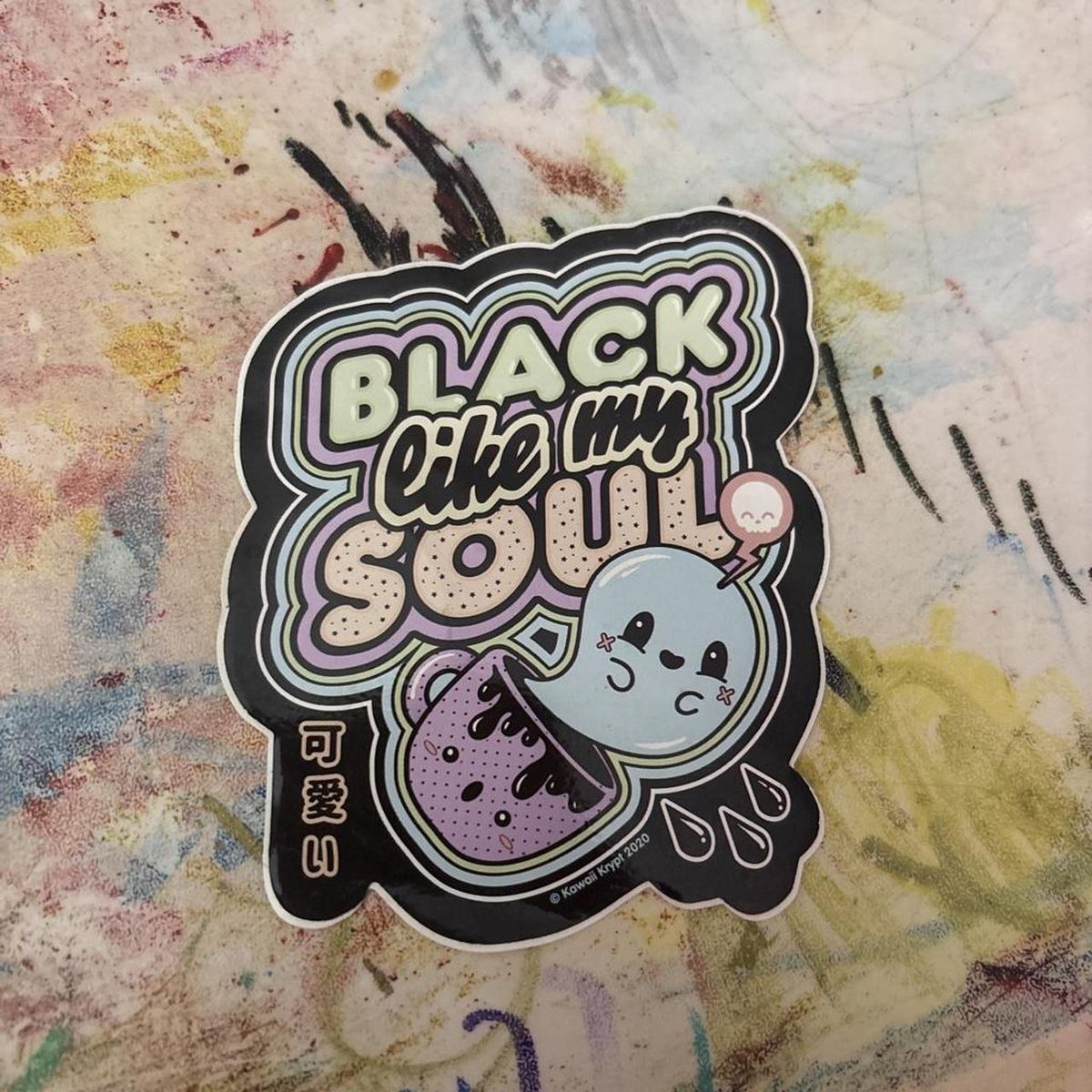 "Black Like My Soul" Pastel Goth Ghost Sticker