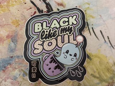 "Black Like My Soul" Pastel Goth Ghost Sticker