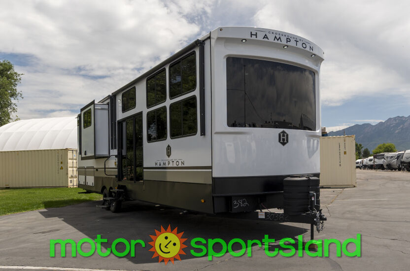 2025 Keystone Hampton 395BAM Rear Living Room Loft U-Shaped Dinette