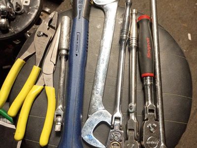 Snap-on Mixed Tool Lot: Ball Peen Hammer, Wrenches, Ratchets & Pliers - Used Condition