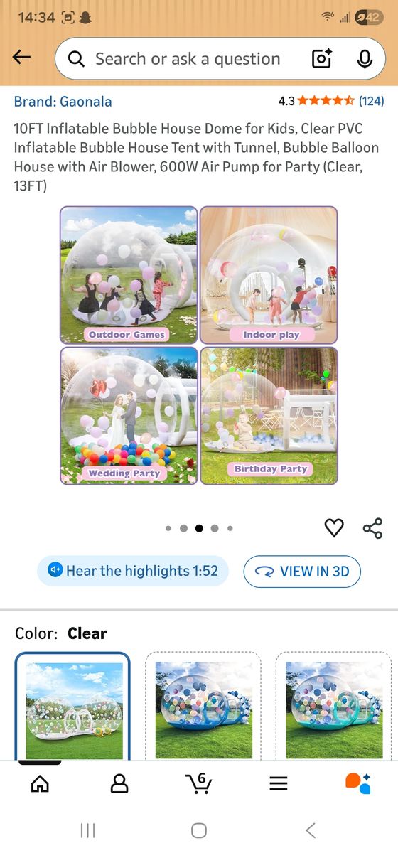 New bubble dome 13ft x 7'6' height.