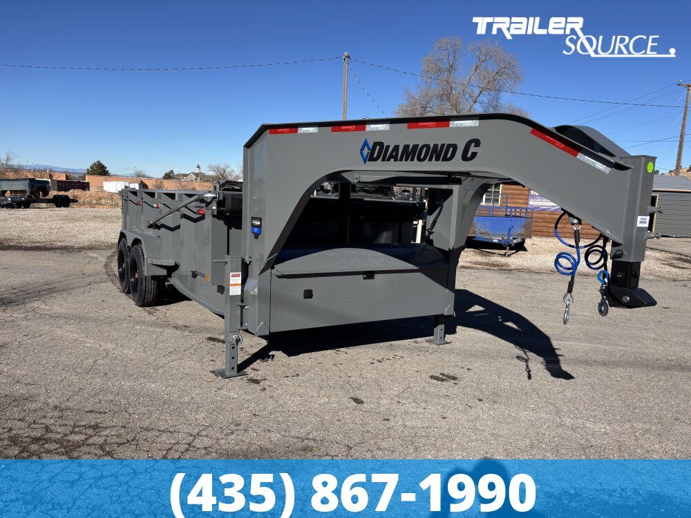 7x14 Diamond C LPT-GN 208 Gooseneck Dump Trailer - 32" Sides - 18K GVWR - 18 Ply Tire Upgrade, Long Arm Tarp