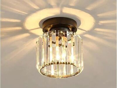 NEW Mini Crystal Chandelier, Semi Flush Mount Ceiling Lighting Fixture