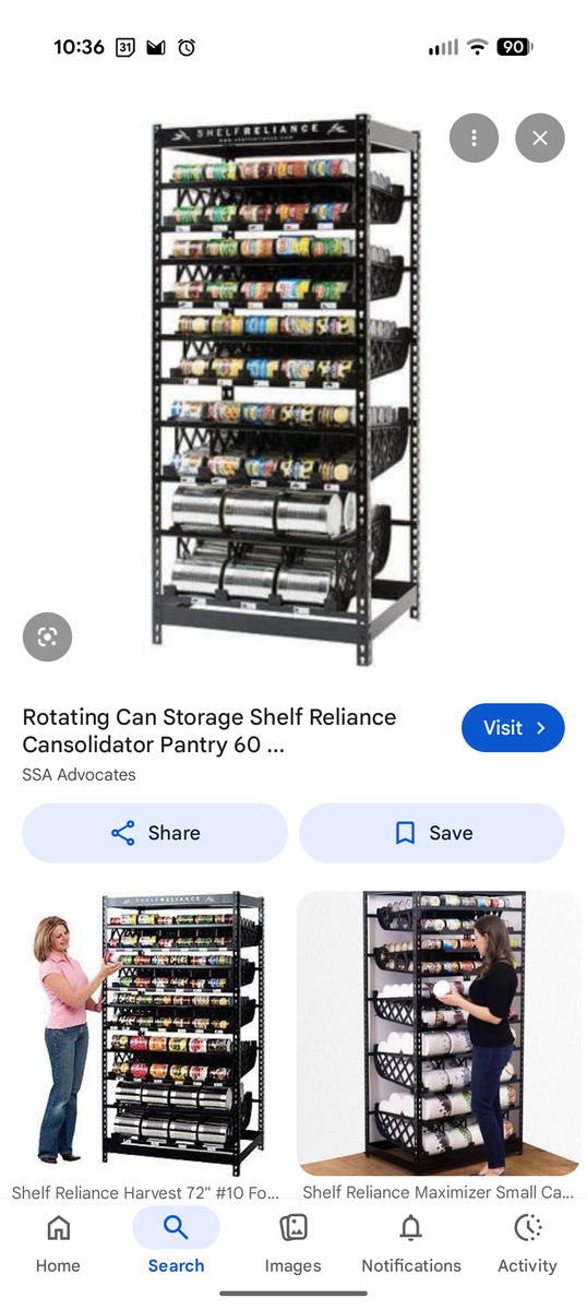 Thrive Shelf Reliance food storage shelf