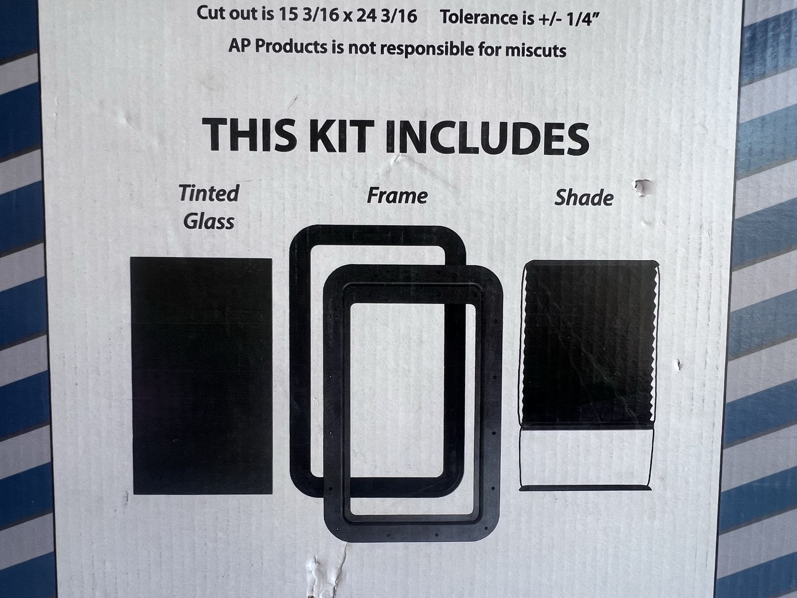 AP Products Thin Shade RV Entry Door Window Kit with Tinted Glass & Shade