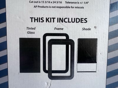 AP Products Thin Shade RV Entry Door Window Kit with Tinted Glass & Shade