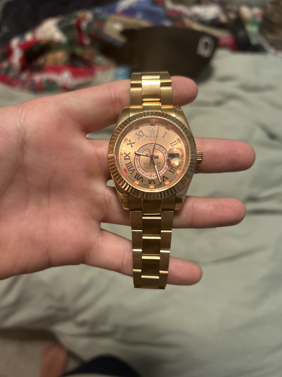 Rolex Sky-Dweller Rose Gold Automatic Watch, Gold Dial