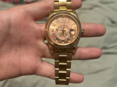 Rolex Sky-Dweller Rose Gold Automatic Watch, Gold Dial