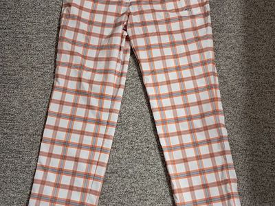 Puma Plaid Tech Style Orange-White Golf Pants 34/32 NWT