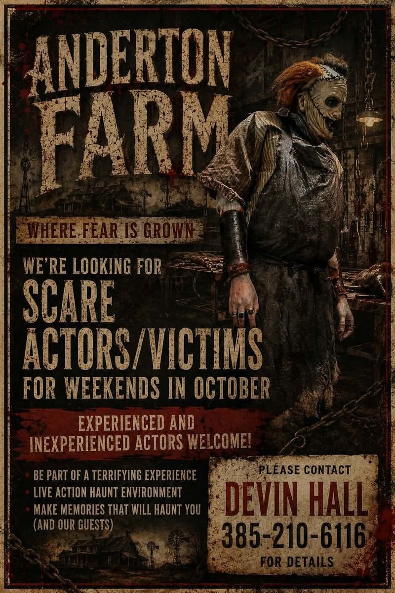 Anderton Farm: Scare Actors/Victims for October Weekends - Live Action Haunt