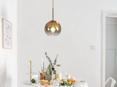 8" Modern Gold Glass Globe Pendant Light