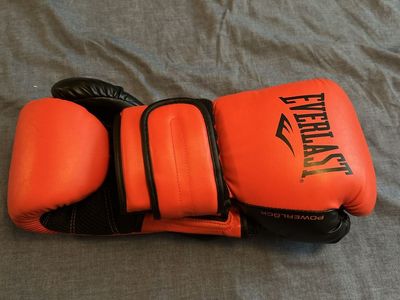 Everlast Powerlock Boxing Gloves - Orange/Black, Excellent Condition 14oz