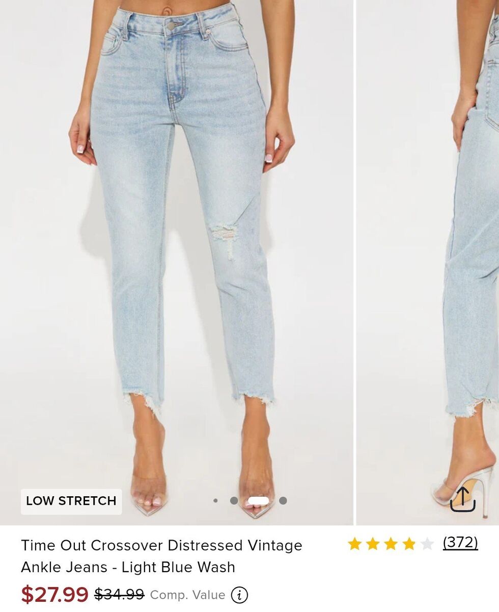 Fashion Nova Distressed Ankle Jean Size 11 NEW Tag