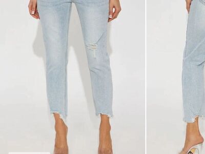 Fashion Nova Distressed Ankle Jean Size 11 NEW Tag