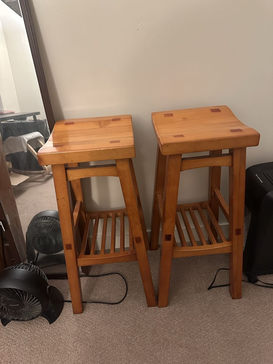 2 wooden stools 