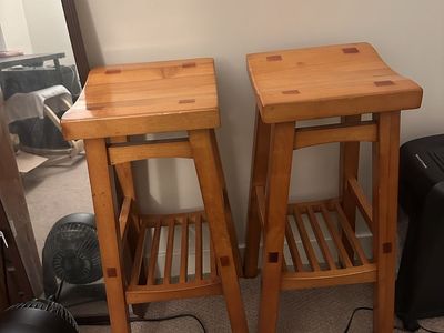 2 wooden stools