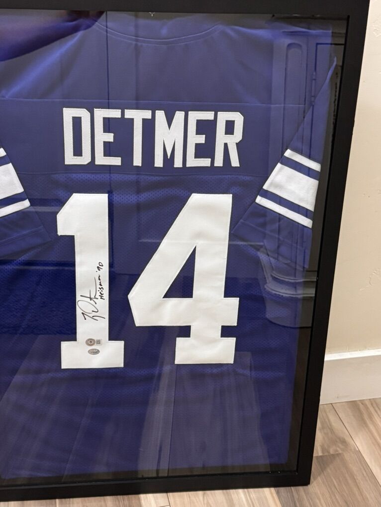 Framed Ty Detmer Autographed BYU Jersey