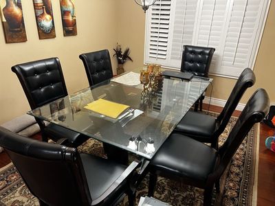 Glass dining table with 6 chair