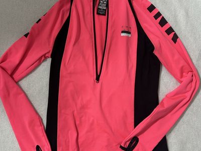 PINK Victoria's Secret Ultimate Half-Zip Pullover | Women's Size Small | Neon Pink & Black | 90% Poly 10% Elastane