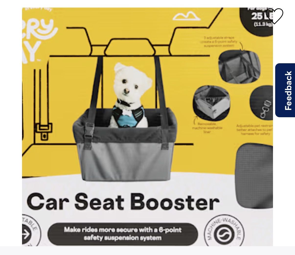 EveryYay Road Trippin' Grey Small Dog Car Booster Seat