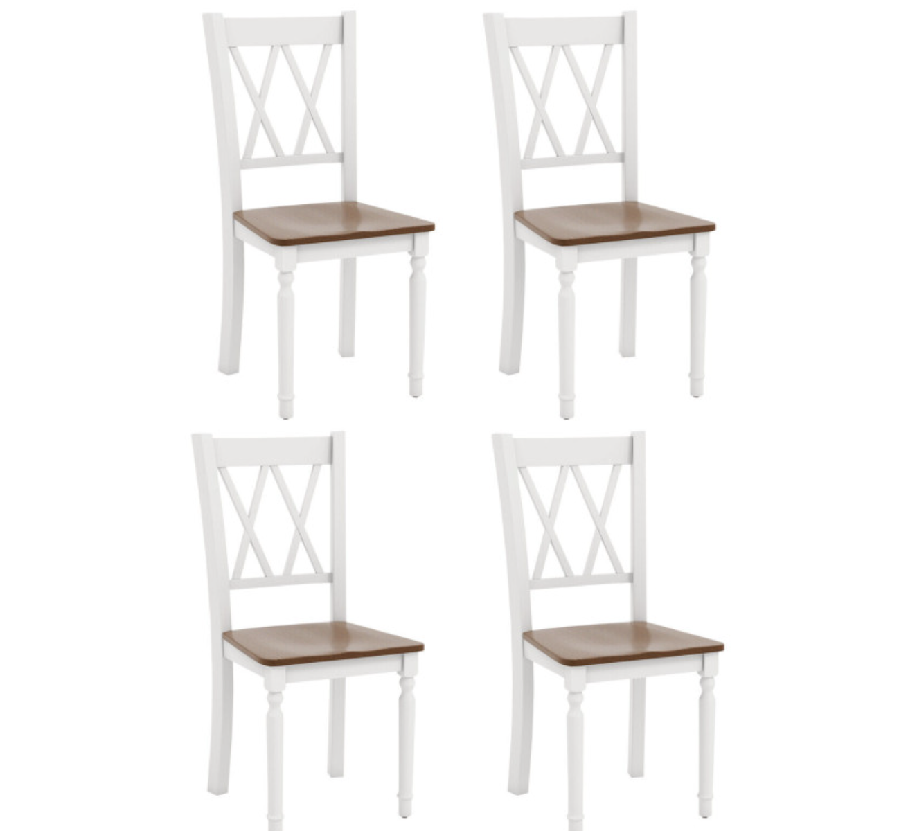 New in Box Set of 4, Wooden Farmhouse Kitchen Chairs with Rubber Wood Seat