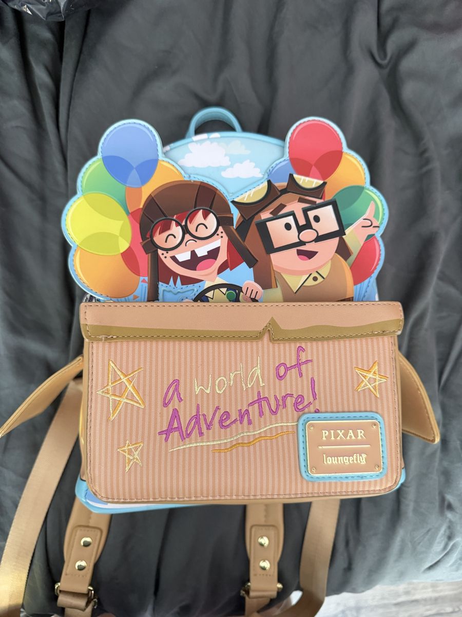Loungefly Pixar Up Young Carl and Ellie A World of Adventure Mini Backpack