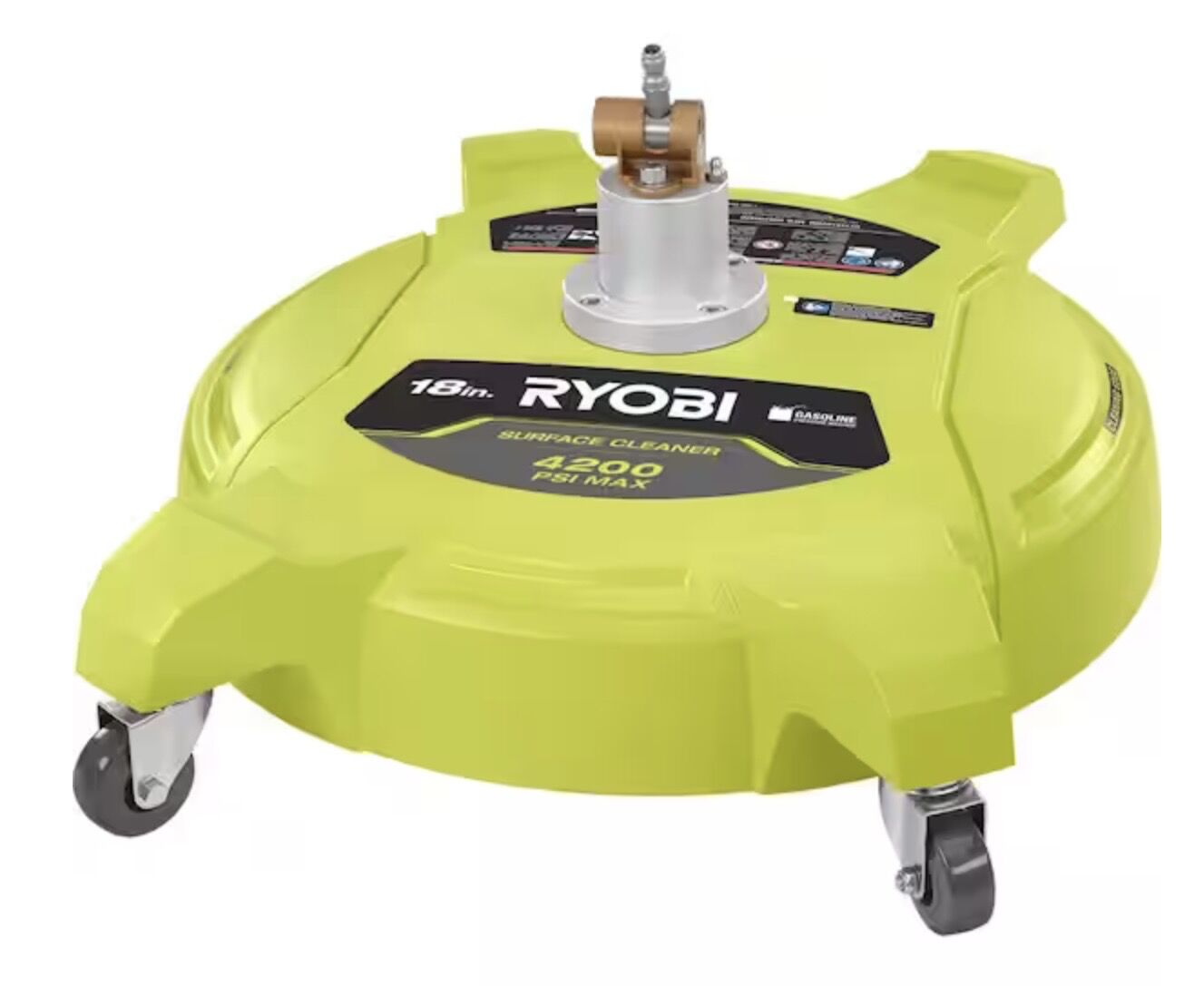 RYOBI 18 in. 4200 PSI Quick Connect Pressure Washer Surface Cleaner for Gas Pressure Washers with Caster Wheels