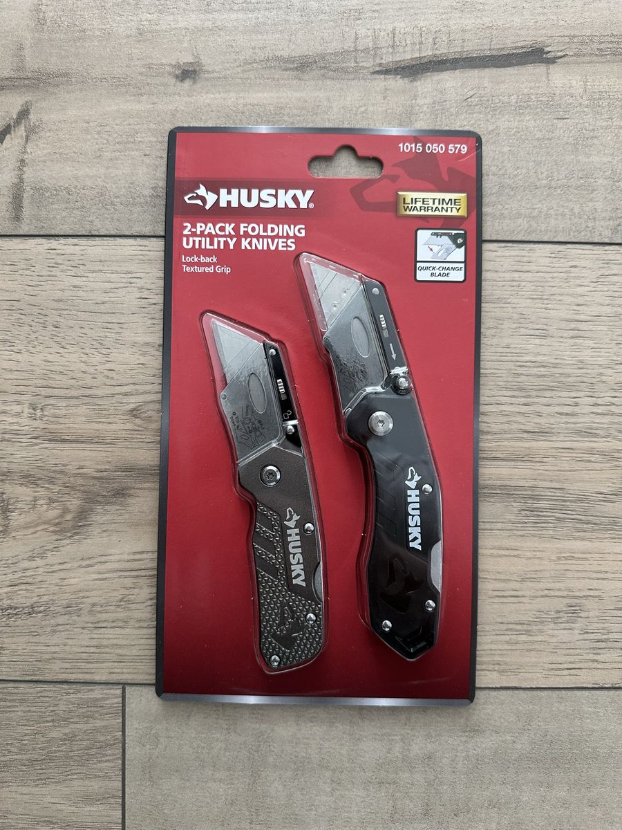 Husky 2-Pack Folding Utility Knives Lock-Back Textured Grip