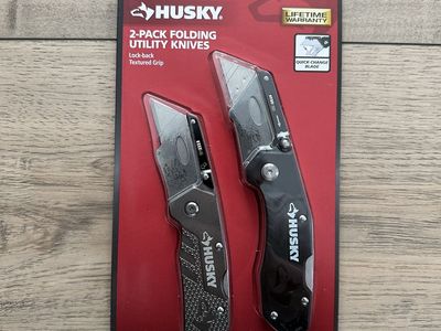 Husky 2-Pack Folding Utility Knives Lock-Back Textured Grip