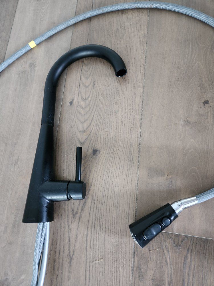 Moen bronze used Kitchen Faucet with Pull-Down Sprayer and Hot/Cold Water Hoses