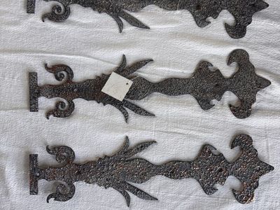 Set of 3 Vintage Cast Metal Decorative Scroll /strap hinge Wall Accents