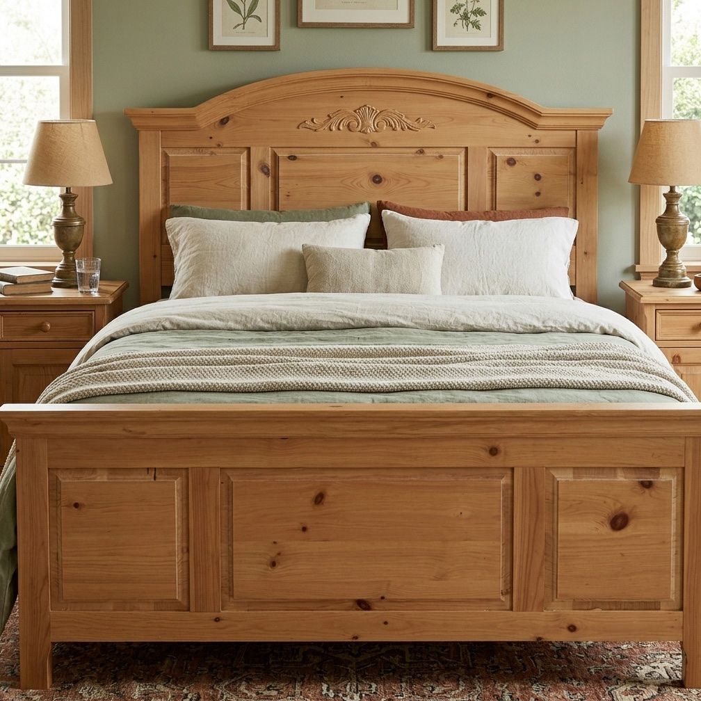 Vintage Broyhill Fontana Solid Queen Headboard & Footboard