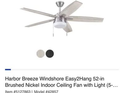 Harbor Breeze Windshore 52-in Brushed Nickel Ceiling Fan with Light