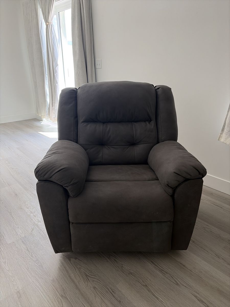 Dark Grey Fabric Recliner Armchair - Comfortable Seating for Living Room/Den
