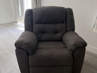 Dark Grey Fabric Recliner Armchair - Comfortable Seating for Living Room/Den