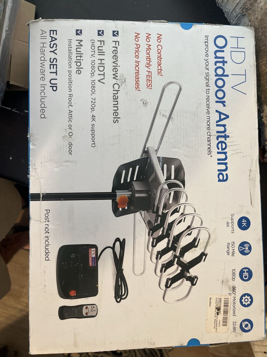 HD TV Outdoor Antenna - 4K Support, 150 Mile Range, Motorized 360