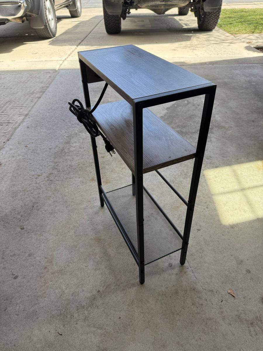 Narrow Side Table / End Table / Nightstand with USB Ports Outlet