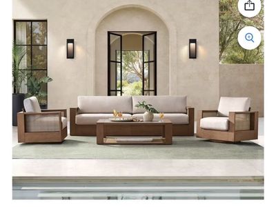 Member's Mark Sandalwood 4pc Deep Seating Set w/ Sunbrella Fabric - Outdoor Patio Furniture