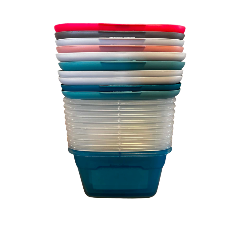 Sterilite Set of (10) 6 Quart Small Storage Bins, Clear Plastic Storage Containers with Snap-on Lids